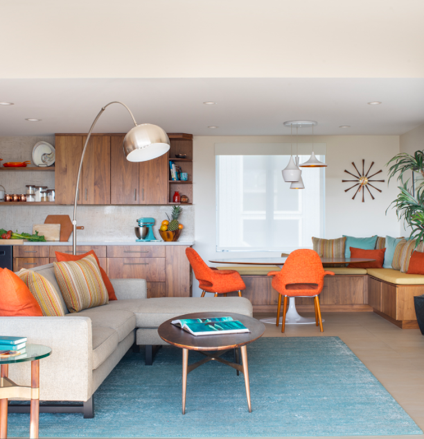 Table and chairs are Saarinen from Design Within Reach. Sectional from Room and Board. Photo courtesy of Lauren Pressey